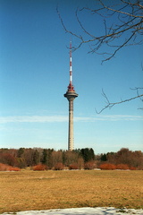 Tallinn tv broadcast tower view from botanical garden