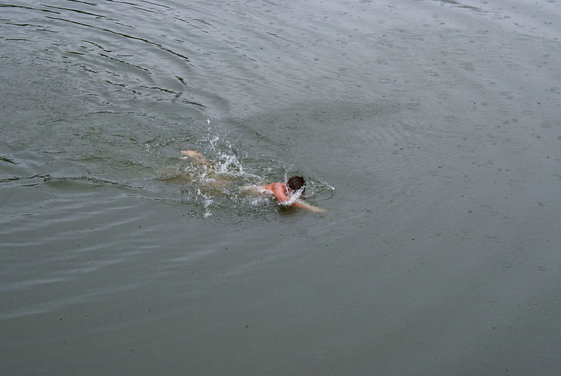 Zhenya is swimming