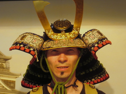 Me weared as samurai at Hiroshima castle tower museum